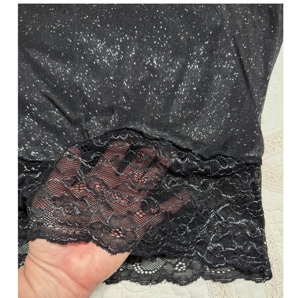 Studio Y Black Silver Glitter Lace Fairy Whimsigoth Rave Disco Y2K Womens Small - Picture 6 of 9